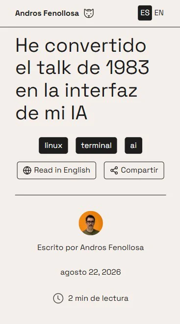 Vista móvil de la web de Andros Fenollosa