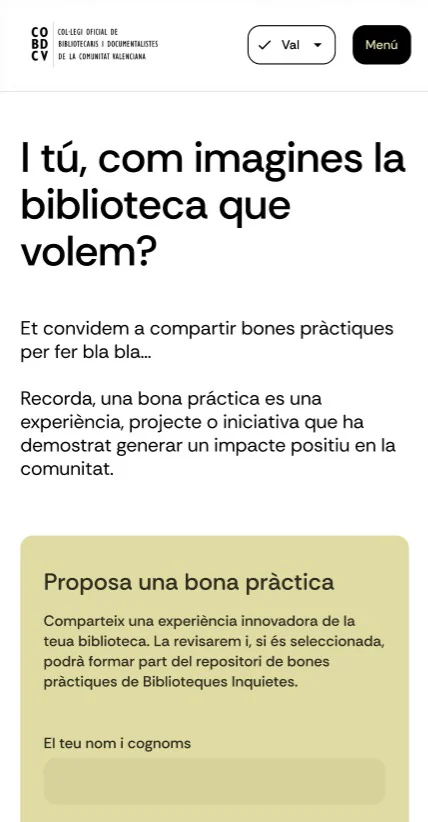 Navegación móvil de Biblioteques Inquietes