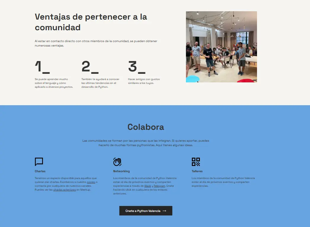 Ventajas, charlas, networking y talleres en la web de Python Valencia