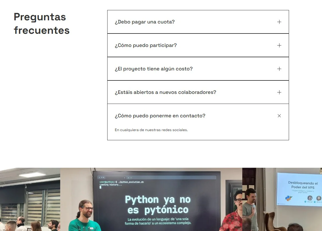 Sistema visual aplicado a la web de Python Valencia