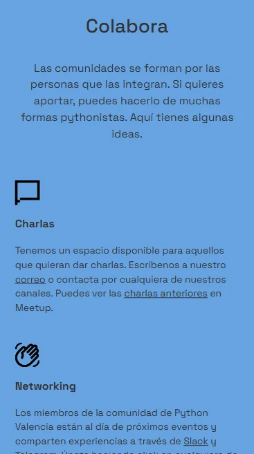 Detalle responsive de la web de Python Valencia