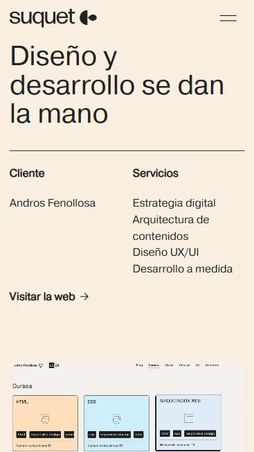Vista móvil de la web de Suquet Estudi
